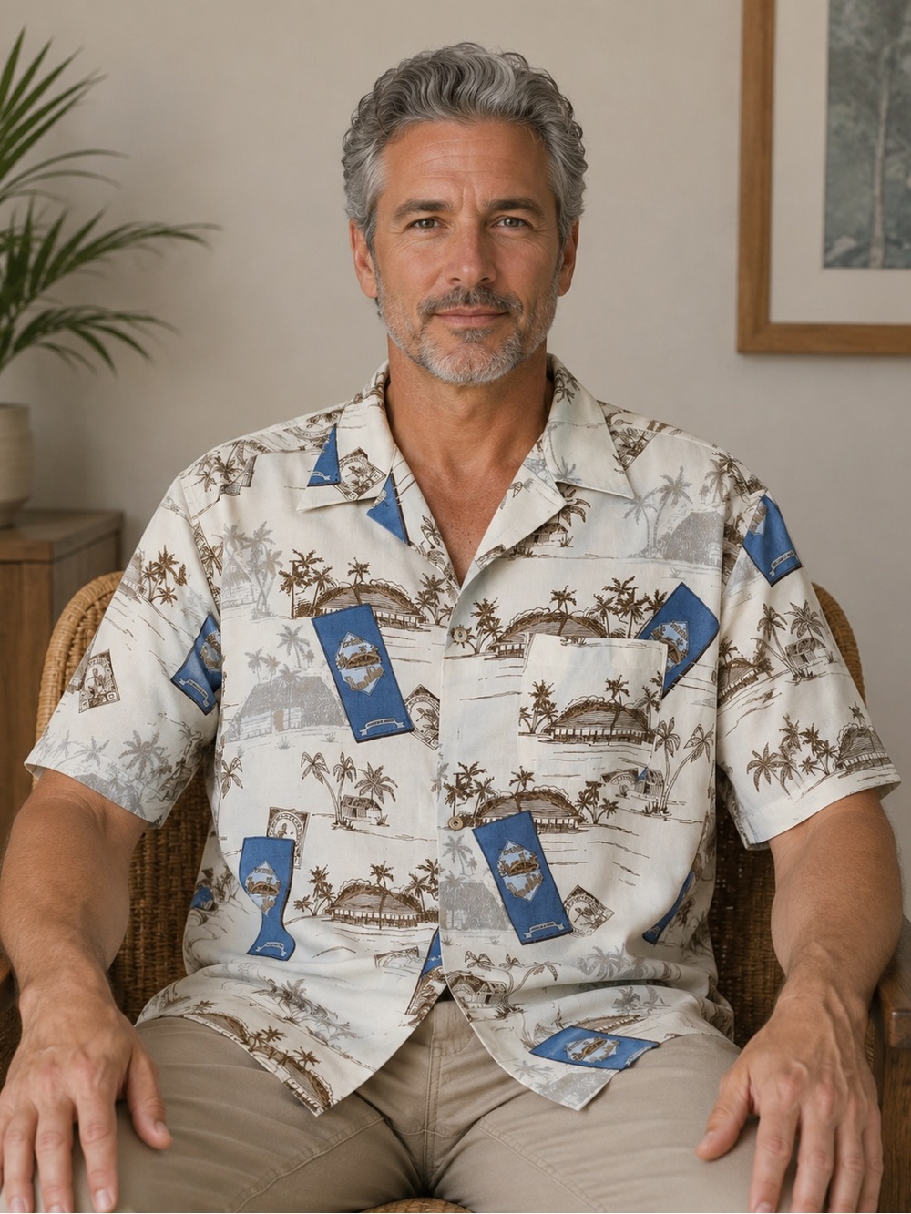 Haggar 100% silk men’s medium Hawaiian floralshirt